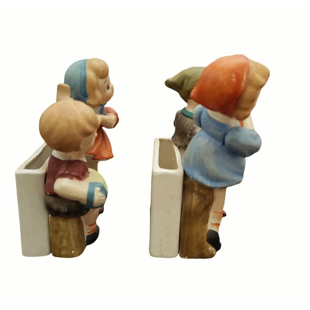Vintage L&M Lipper & Mann Boy Girl Figure Sconce Wall Pocket Pair Japan 1956‎